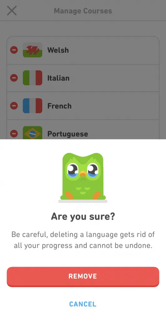 Ways to Remove a Duolingo Course : Remove Duolingo Course on iPhone