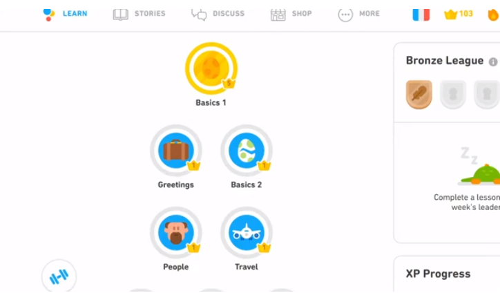 Look for a key icon or similar symbol indicating the test-out option for a skill or level.