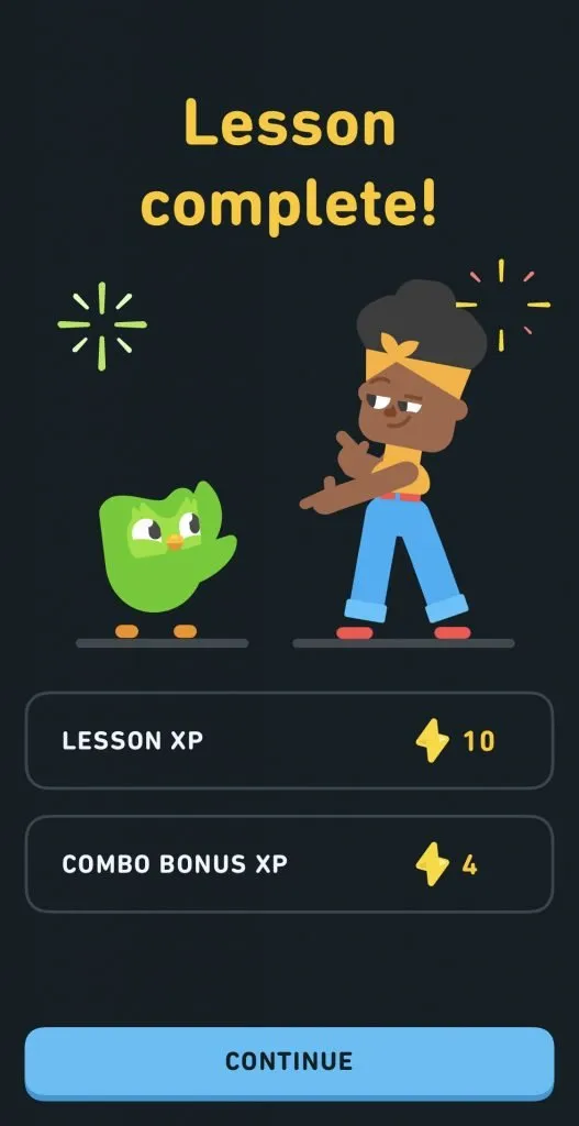 Lesson complete duolingo