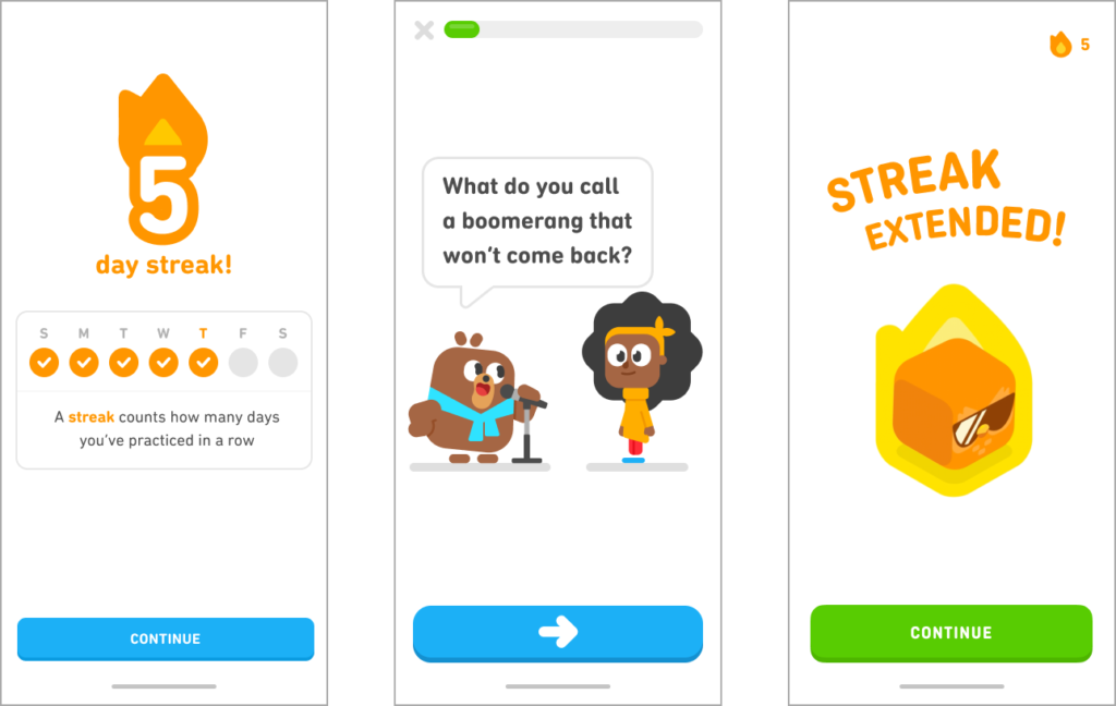 regular advancement in Duolingo app
