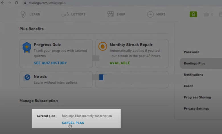 Get here the steps to Cancel your Duolingo Subscription on desktop