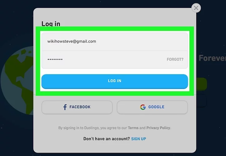 Step to sign in your duolingo account