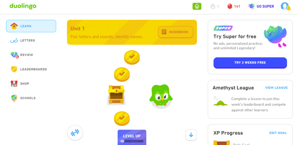steps to get new path of dulingo